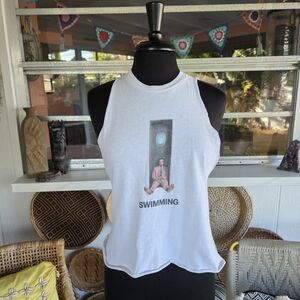 Mac Miller Diy Cut Tank Cropped Tour Merch  White Sleeveless Tank Top